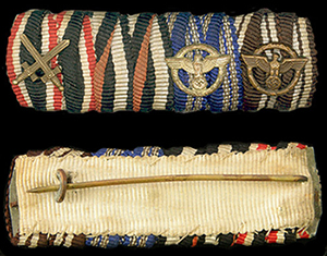 4 medal ribbon bar - 10/15 NSDAP long service